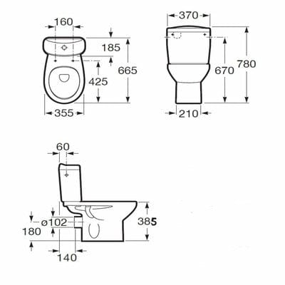 Laura Eco Toilet Pack - Close-Coupled Toilet Pan, Seat & Cistern
