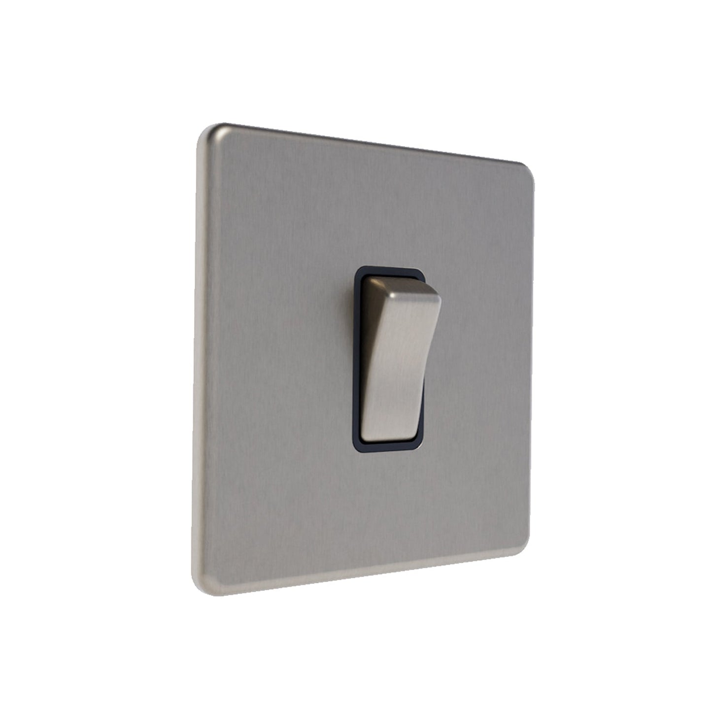 Caradok 1G 2Way 10A Switch Brushed Chrome with Black Inserts