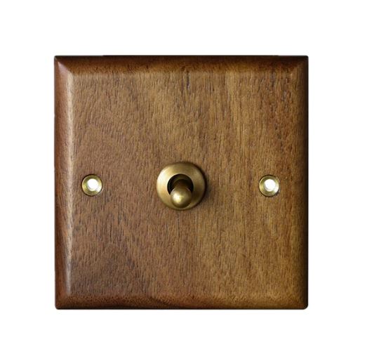 Caradok 1 Gang 2 Way Walnut Wood Toggle Switch