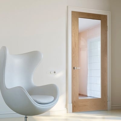 Oak Pattern 10 - 1 Glazed Clear Light Panel Un-Finished Internal Door - All Sizes