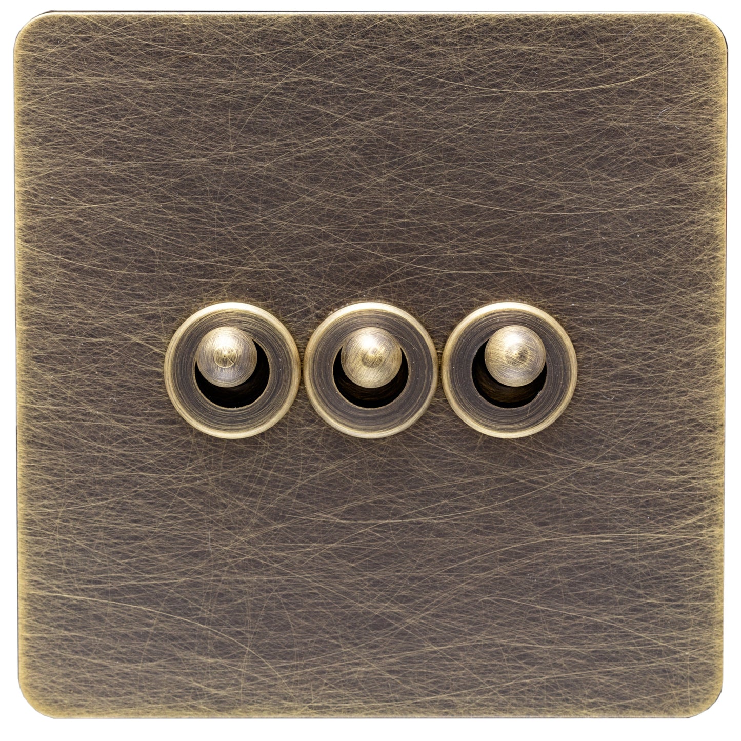 Caradok Screwless Antique Brass Toggle Switch - 3 Gang - The Georgian