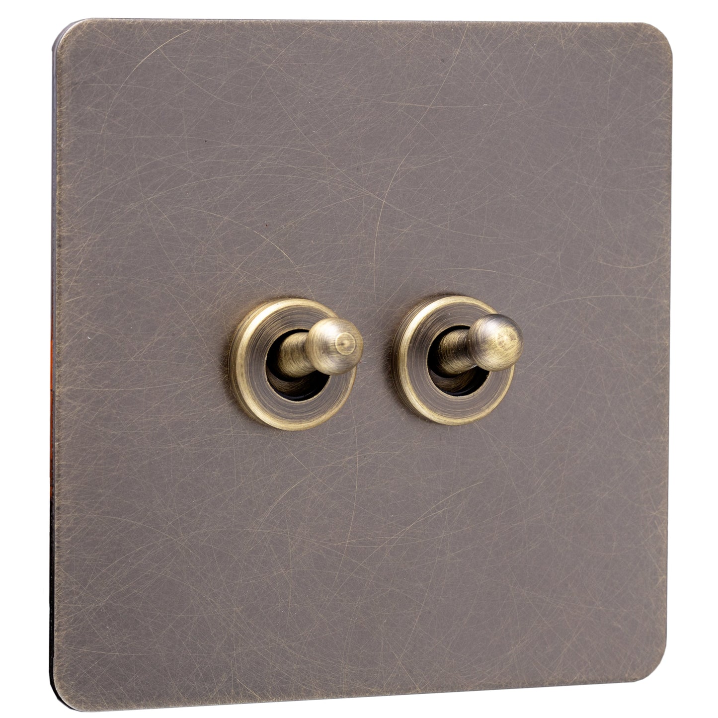 Caradok Screwless Antique Brass Toggle Switch - 2 Gang - The Georgian
