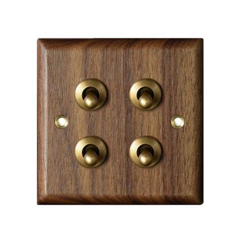 Caradok 4 Gang 2 Way Walnut Wood Toggle Switch