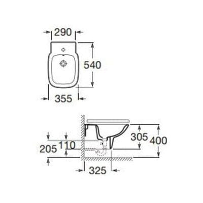 Debba Wall Hung Bidet - 355mm - 1 Tap Hole