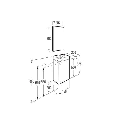 Mini Pack 450mm Base Unit, Basin, & Mirror - All Colours