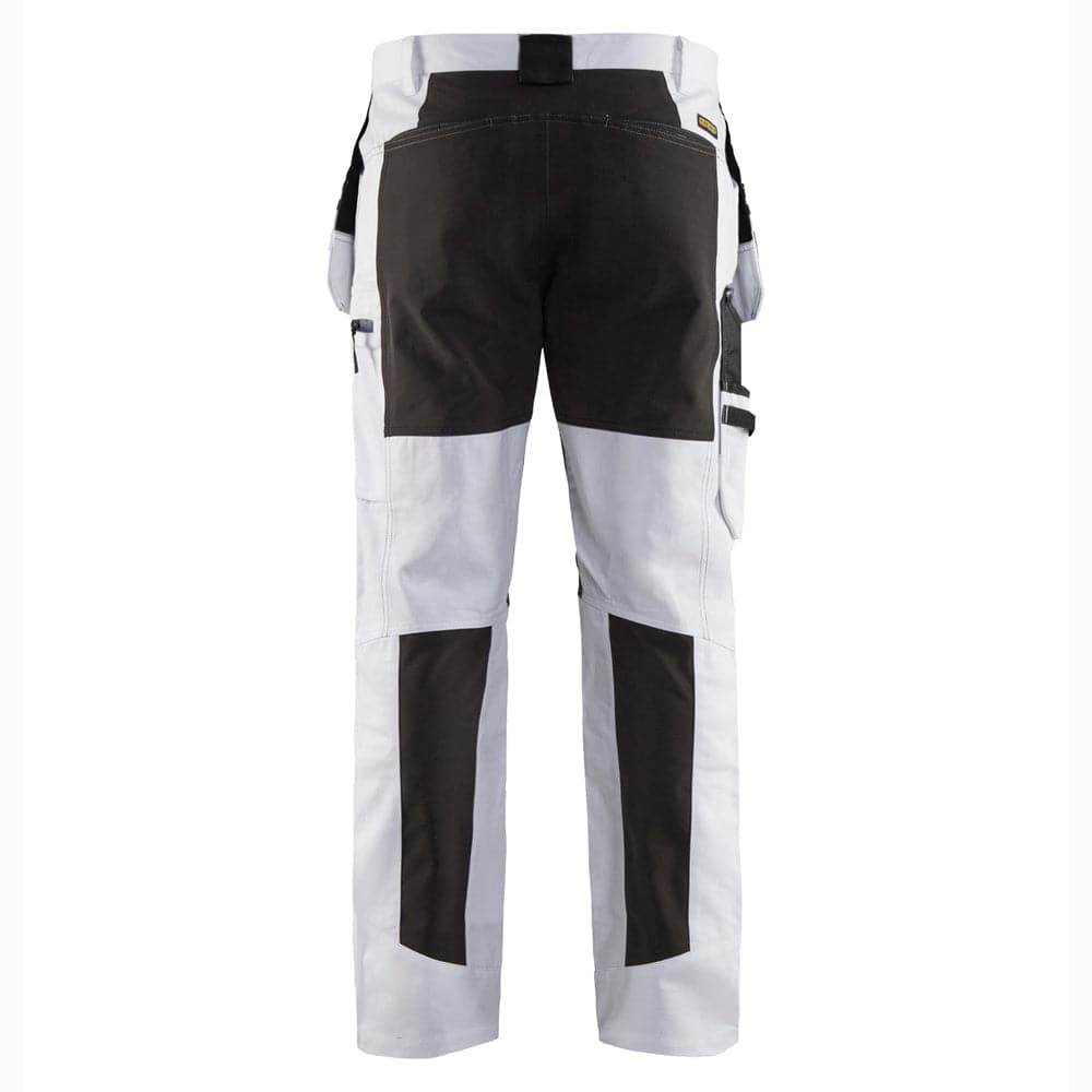 Blaklader 1910 Painter Trouser with Stretch White/Black, 34" Waist Regular Leg