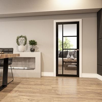 Brixton Black Prefinished Glazed Internal Door - All Sizes