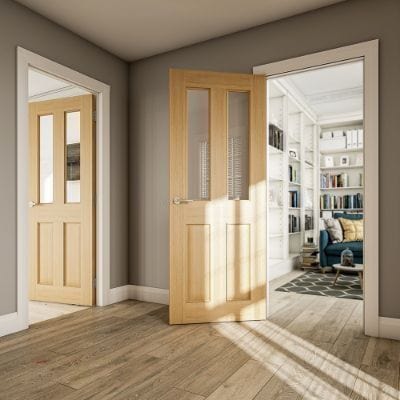 Bury Oak Prefinished Bevelled Glazed Internal Door - All Sizes