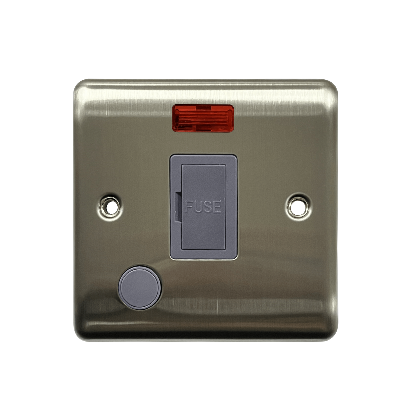 Caradok 13A Unswitched Spur c/w Neon + FO Brushed Chrome Grey Insert