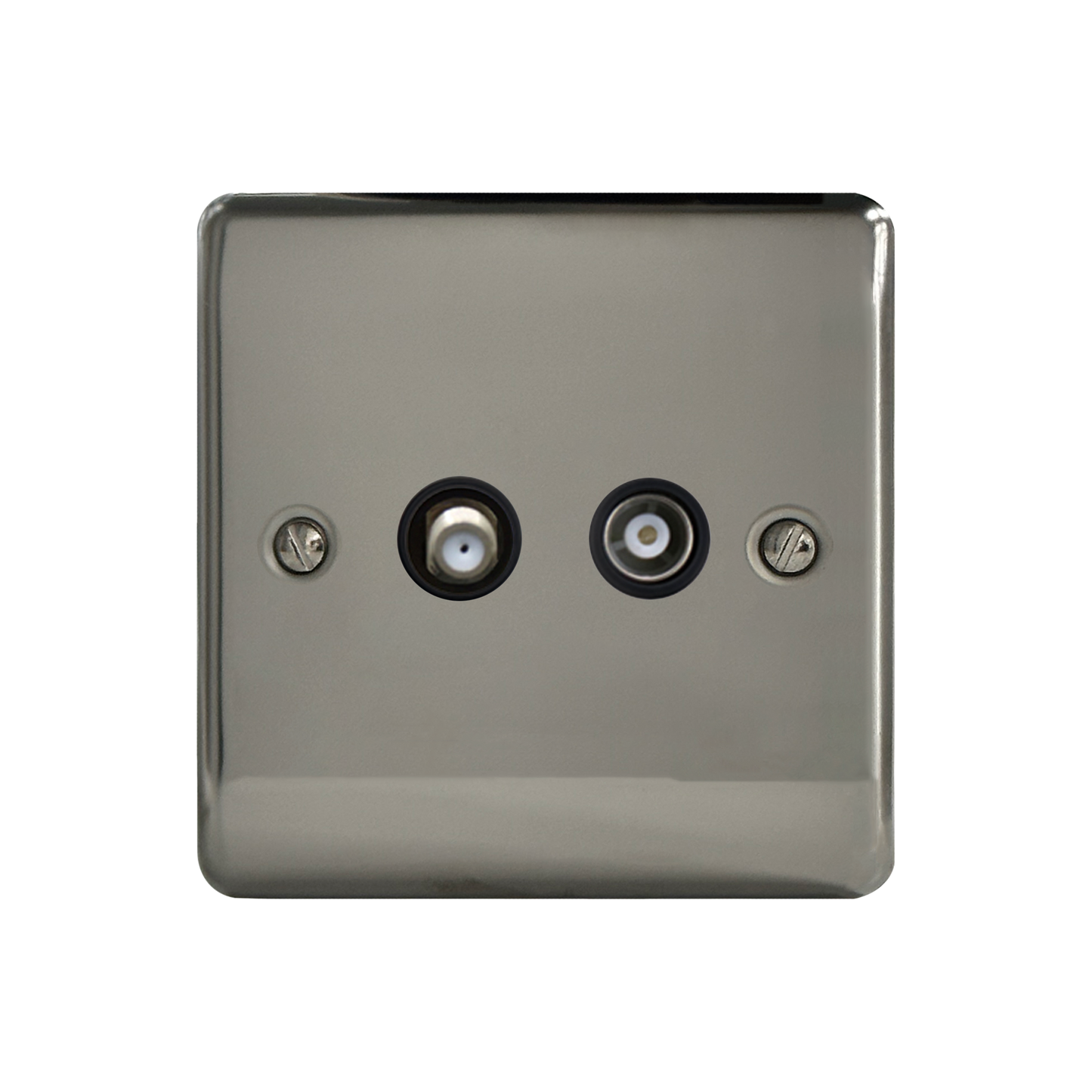 Caradok Satellite Socket + Coax Socket Black Nickel