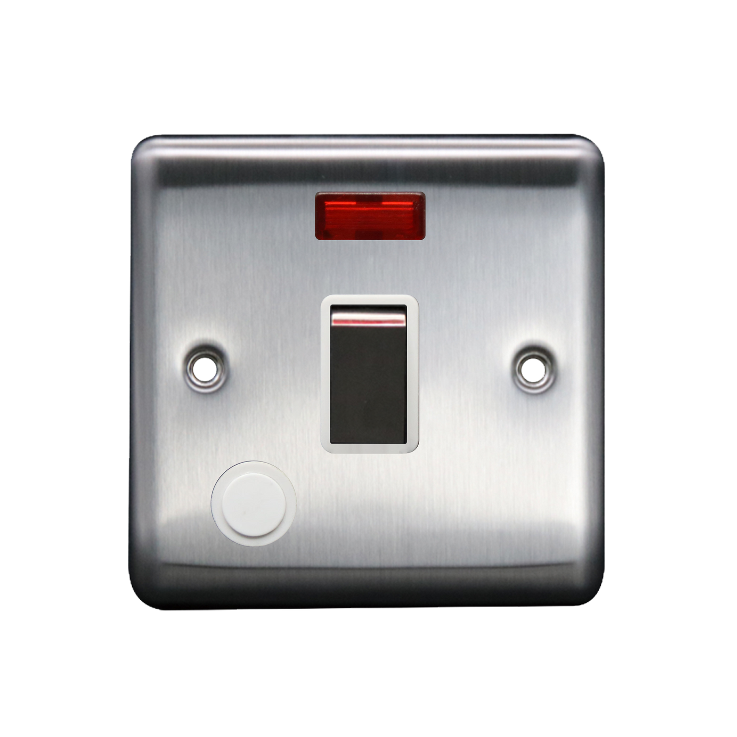 Caradok 20A DP Switch c/w Neon + FO Brushed Chrome White Insert