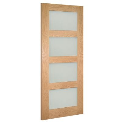 Coventry Oak Unfinished Frosted Glazed Internal Door - All Sizes