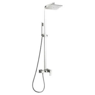 Cube Chrome Thermostatic Shower Column w/ Diverter and Shower Head