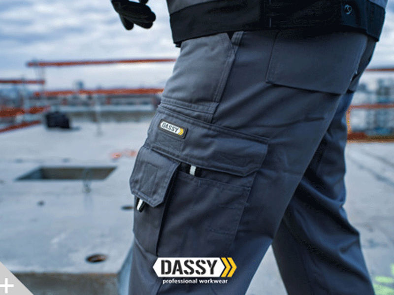 DASSY Oxford 200444 Kneepad Holster Pocket Work Trousers Grey