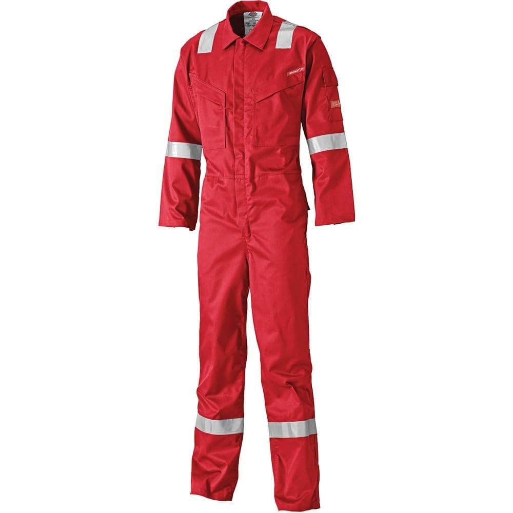 Dickies FR5401 Lightweight Pyrovatex Coverall, Flame Retardant Boiler Suit Red, 40" Chest 32" Leg