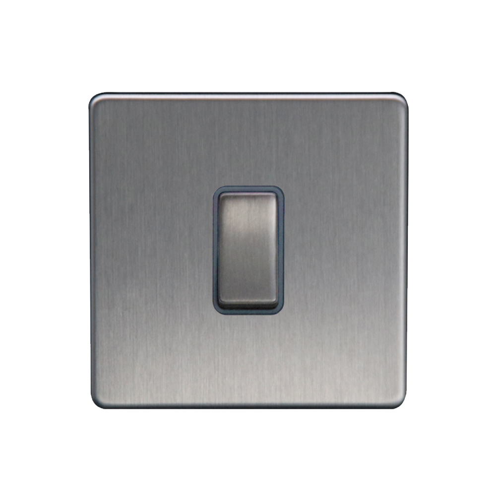 Caradok 10A Retractive Switch Brushed Chrome Grey Insert