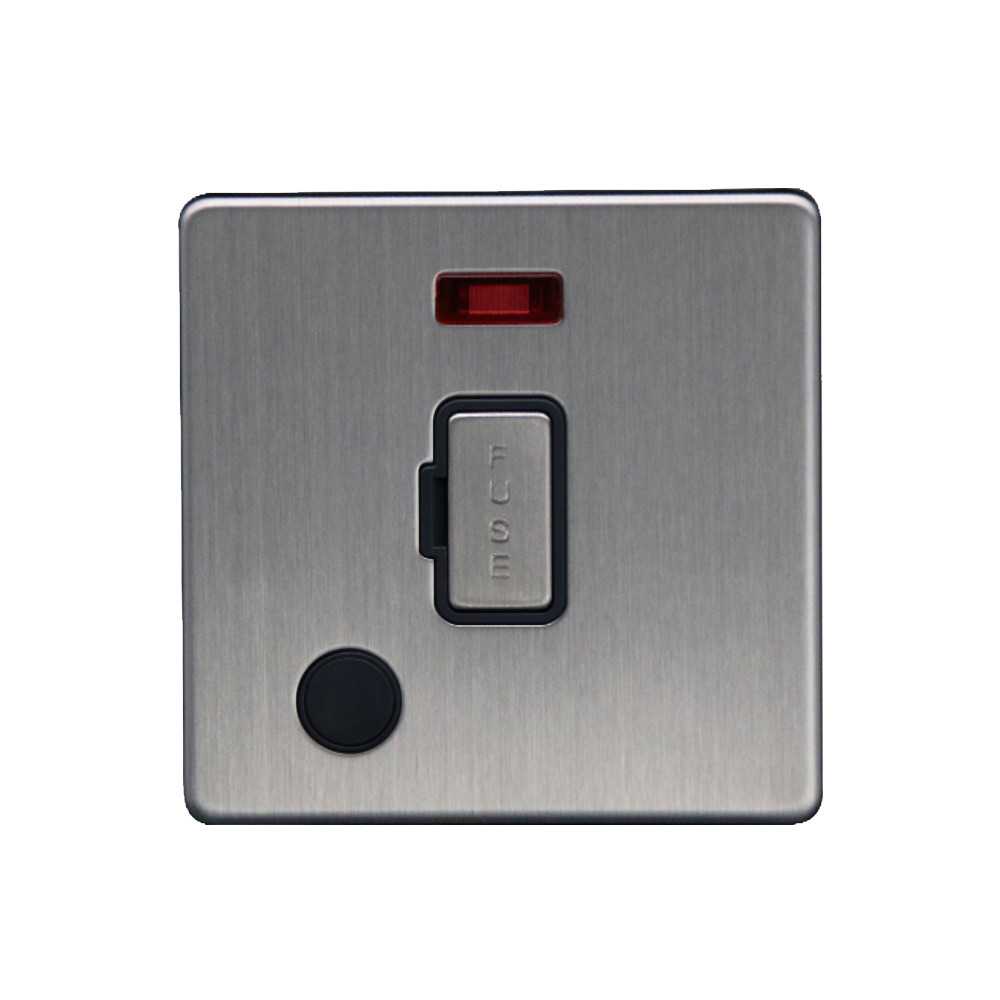 Caradok 13A Unswitched Spur c/w Neon + FO Brushed Chrome