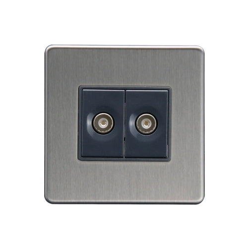 Caradok 2G Coax Socket Brushed Chrome Grey Insert
