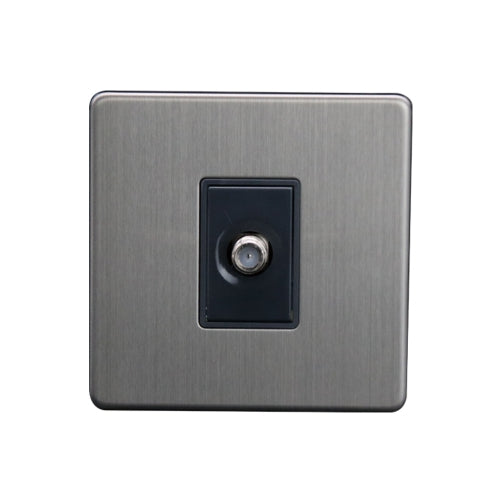 Caradok 1G Satellite Socket Brushed Chrome Grey Insert