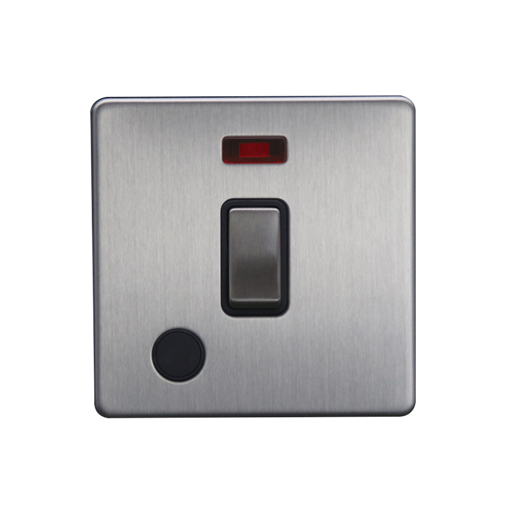 Caradok 20A DP Switch c/w Neon + FO Brushed Chrome