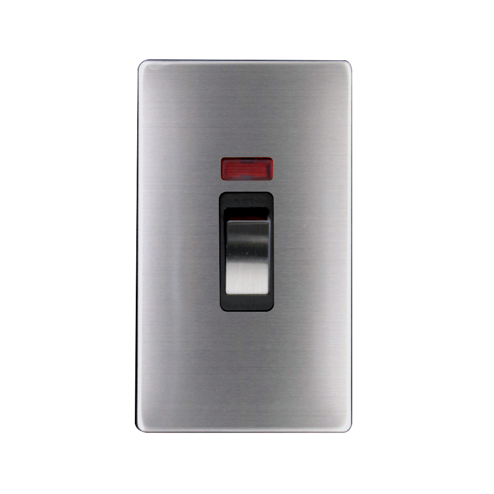 Caradok 2G 45A DP Switch c/w Neon Brushed Chrome