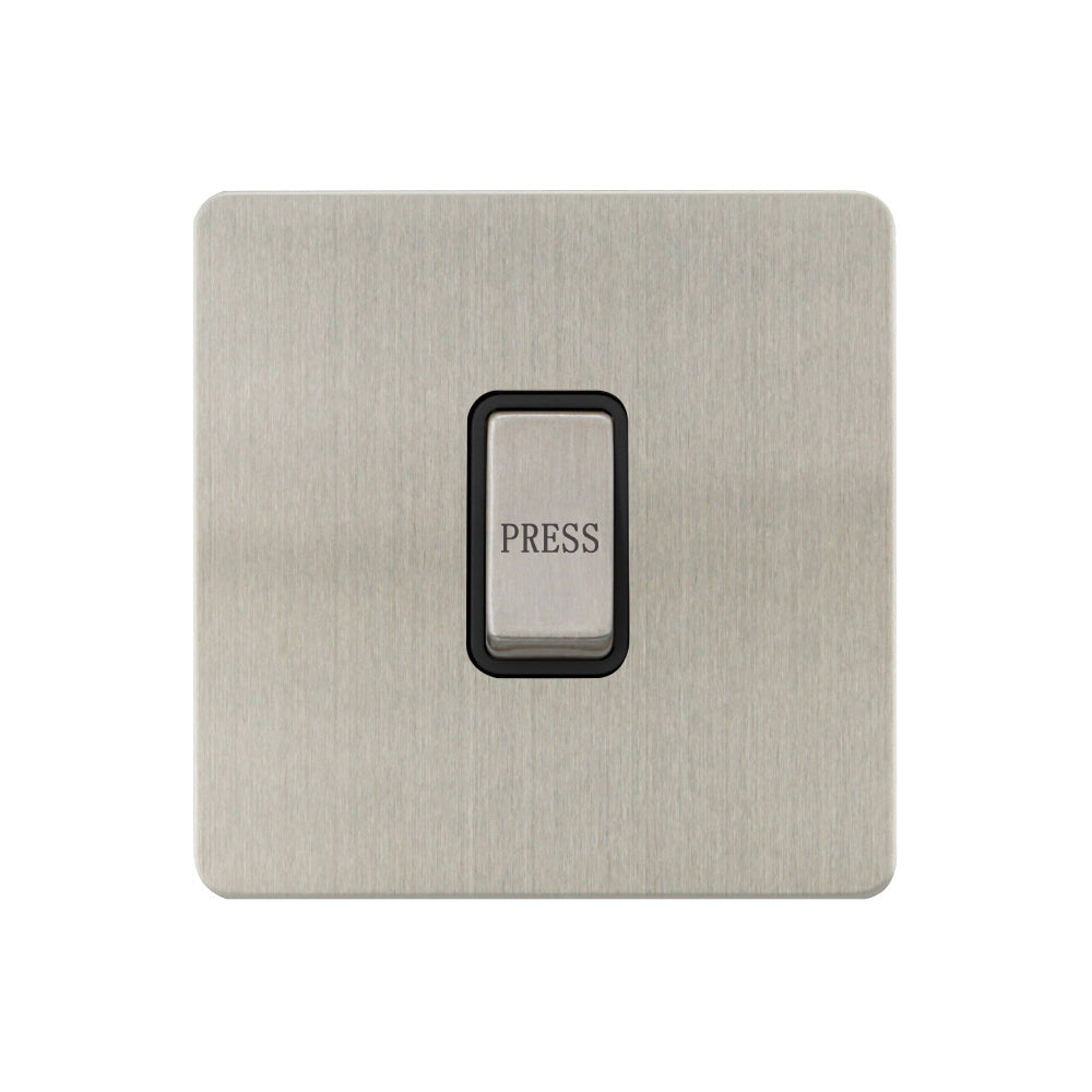 Caradok - The Ultra Flat - Brushed Chrome - FN023DME - Retractive Switch Marked Press Brushed Chrome, Black Insert