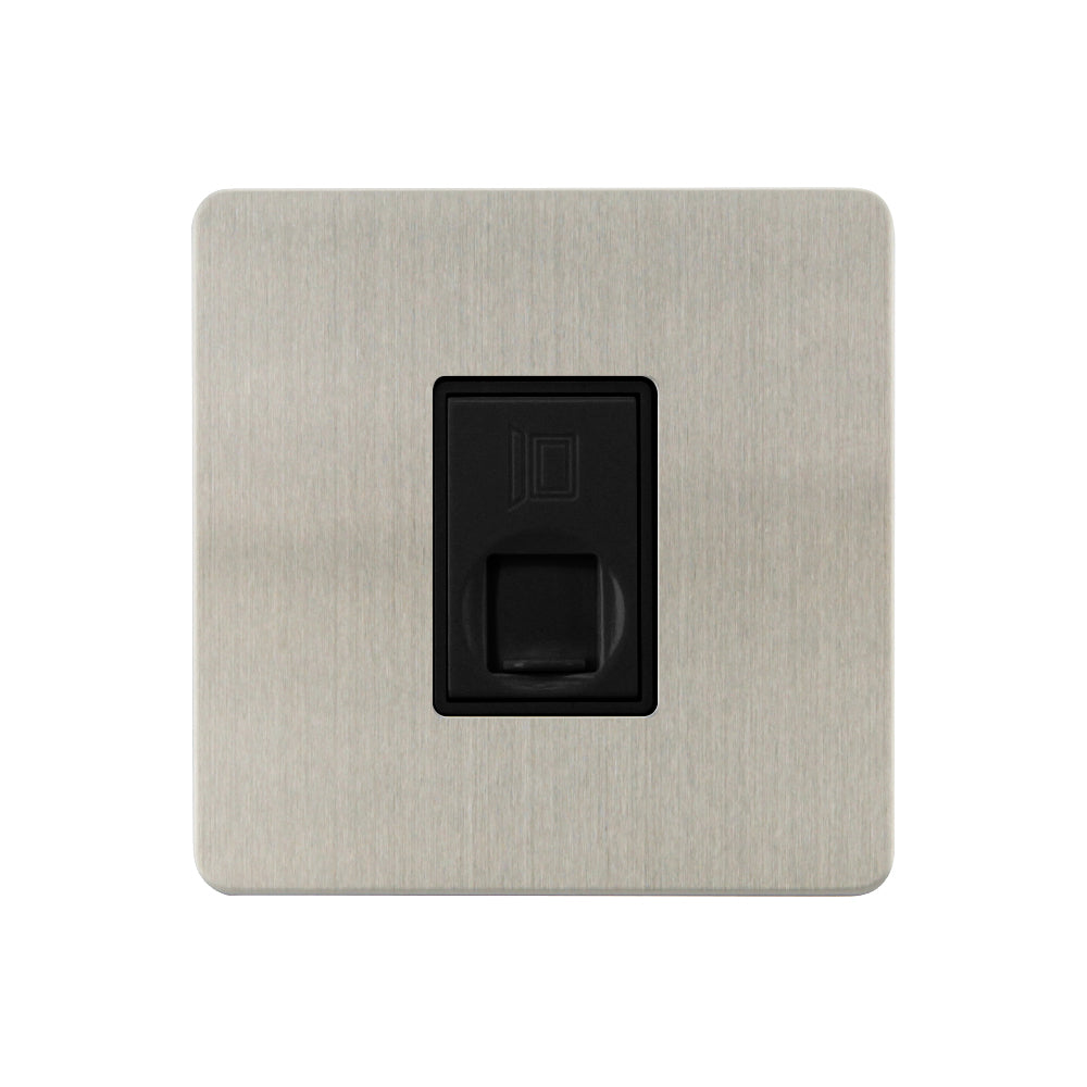 Caradok - The Ultra Flat - Brushed Chrome - FN112DME - 1G RJ45 Cat 5 Socket Brushed Chrome, Black Insert