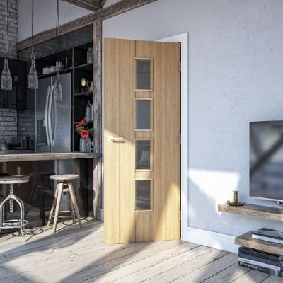 Galway Oak Unfinished Glazed Internal Fire Door FD30 - All Sizes