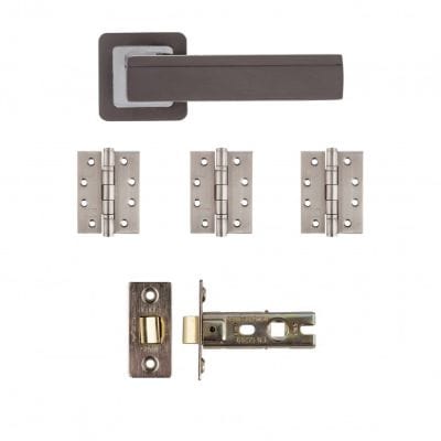 Hadrian Matt Satin Black Finish Door Handle Kit