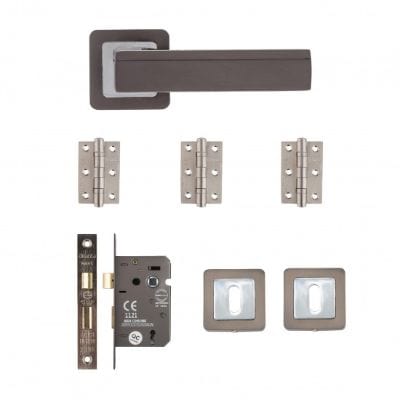 Hadrian Matt Satin Black Finish Mortice Door Handle Kit