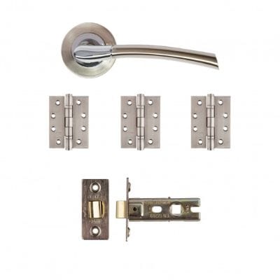 Hera Satin Nickel Chrome Finish Door Handle Kit