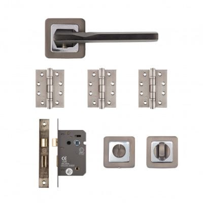 Invictus Matt Satin Black Finish Bathroom Door Handle Kit