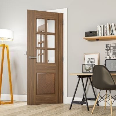 Kensington Walnut Prefinished Bevelled Glazed Internal Door - All Sizes