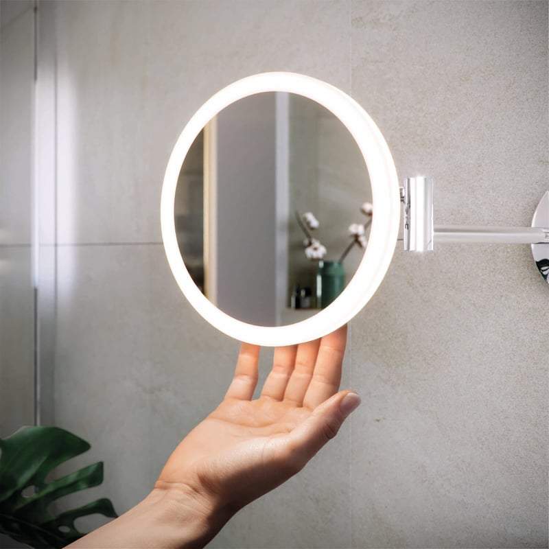 Plus LED Illuminated Round 3x Magnifying Mirror with Magnetic Pull Out Switch