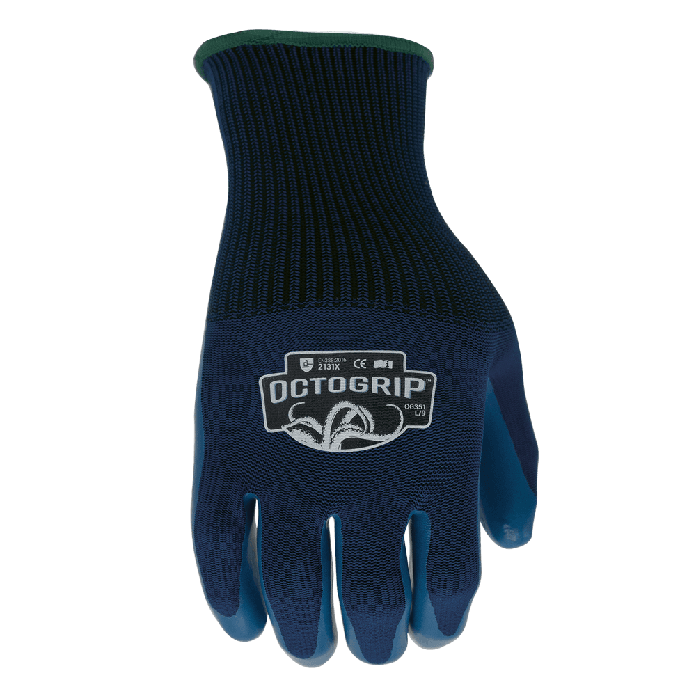 Octogrip OG351 Heavy Duty Latex Coated Palm Work Glove Blue XL