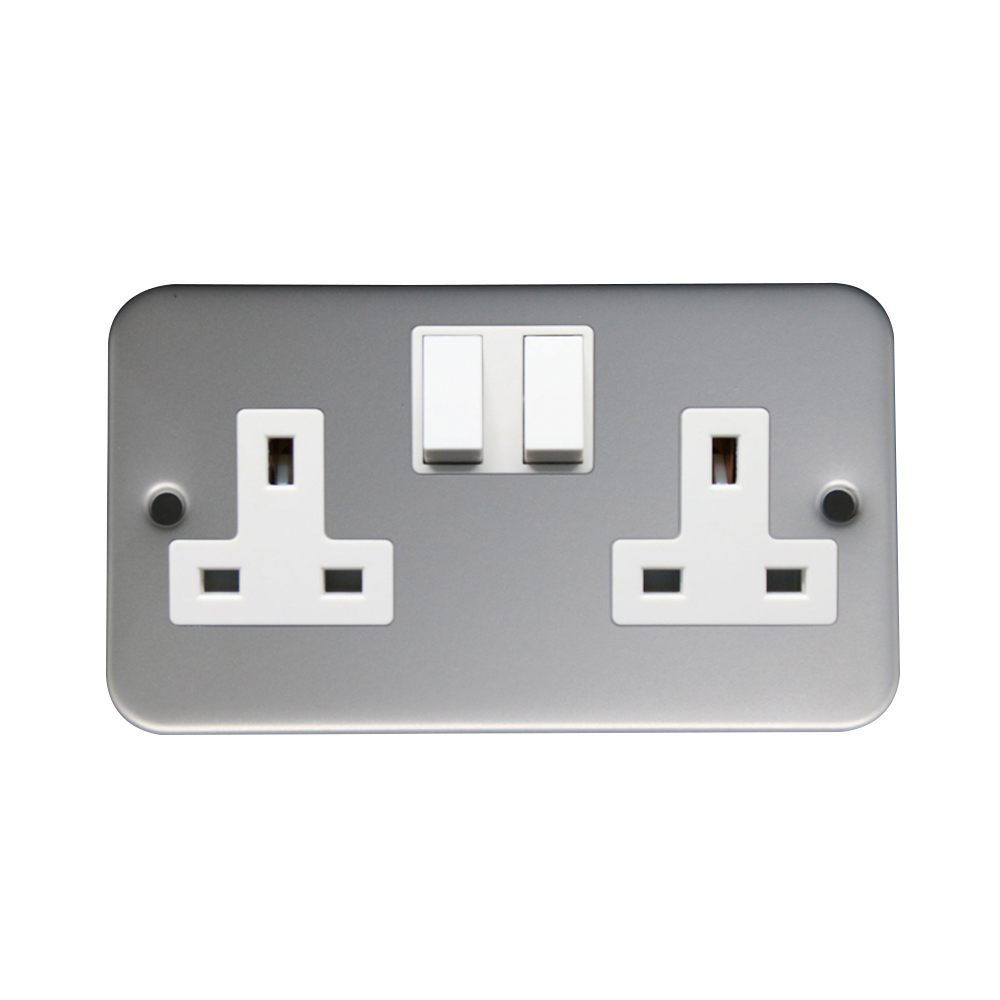 Caradok 2G 13A DP Switched Socket Metalclad