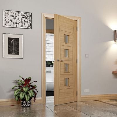 Pamplona Oak Prefinished Glazed Internal Fire Door FD30 - All Sizes