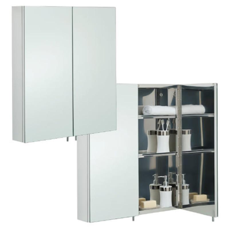 Stainless Steel Double Cabinet with Mirrored Doors