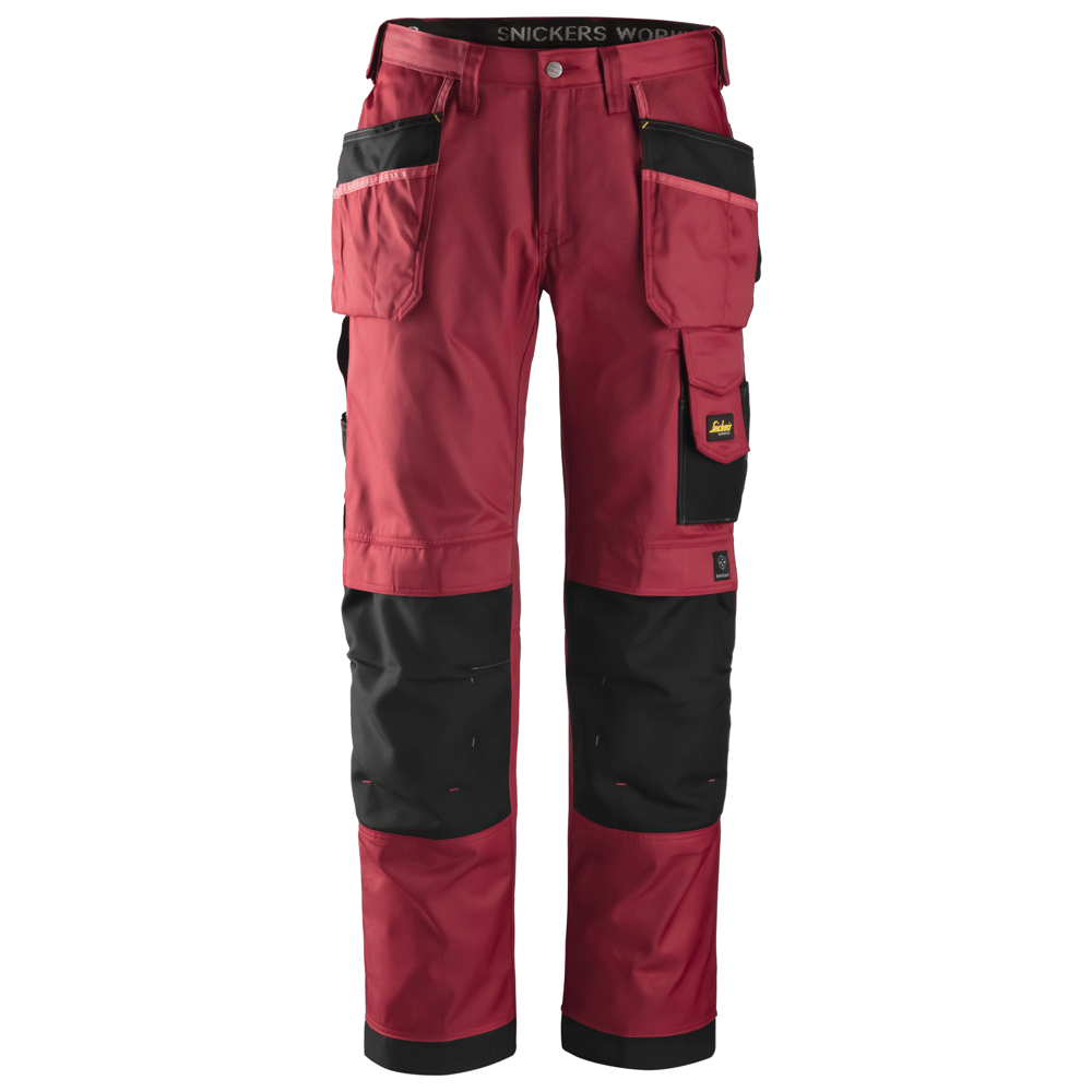 Snickers 3212 Craftsmen Holster Pocket Trousers, DuraTwill Chilli Red/Black, Waist 33" Leg 35"-Snickers 148