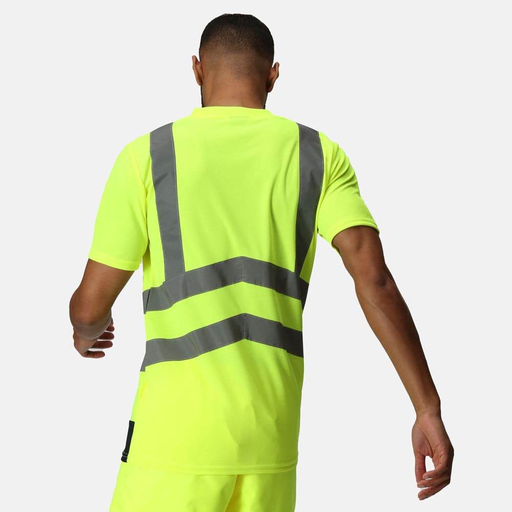 Regatta TRS194 Pro Hi-Vis Short Sleeve T-Shirt Yellow/Navy XL