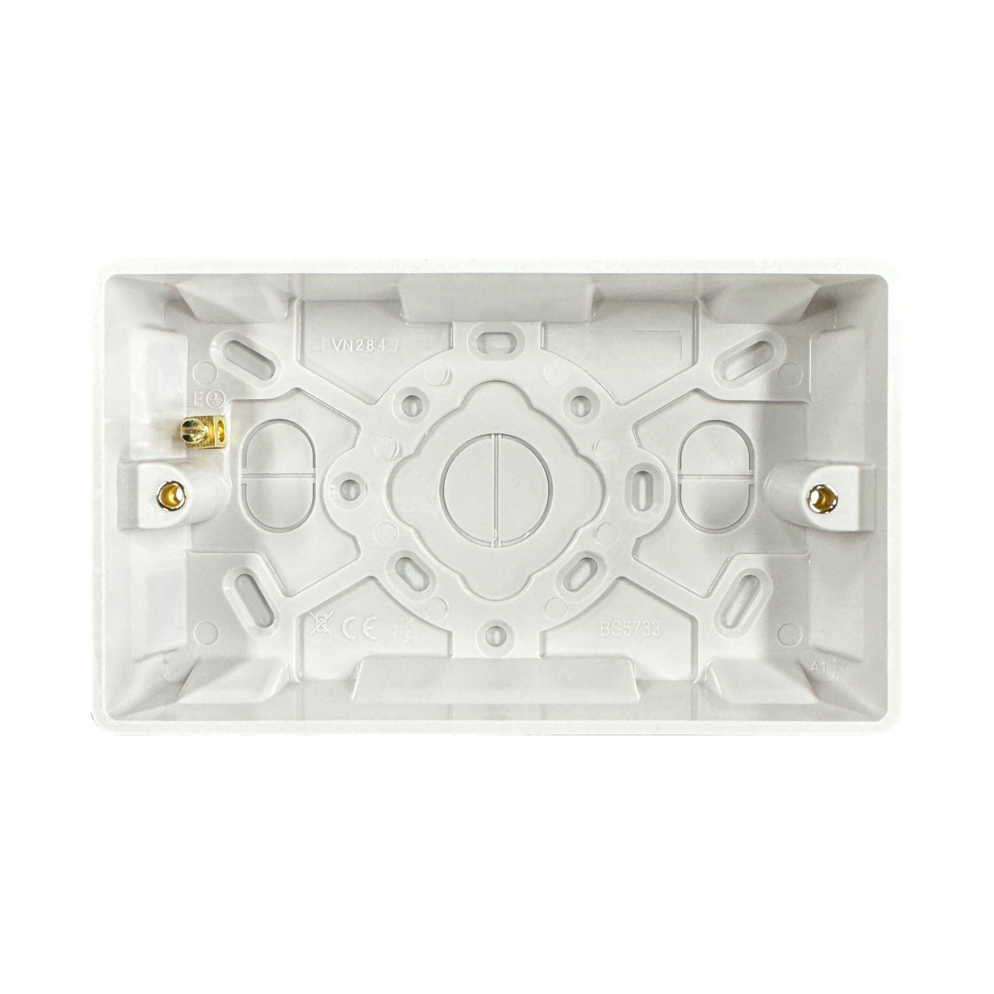 Caradok 2G 25mm White Pattress Rounded Corners