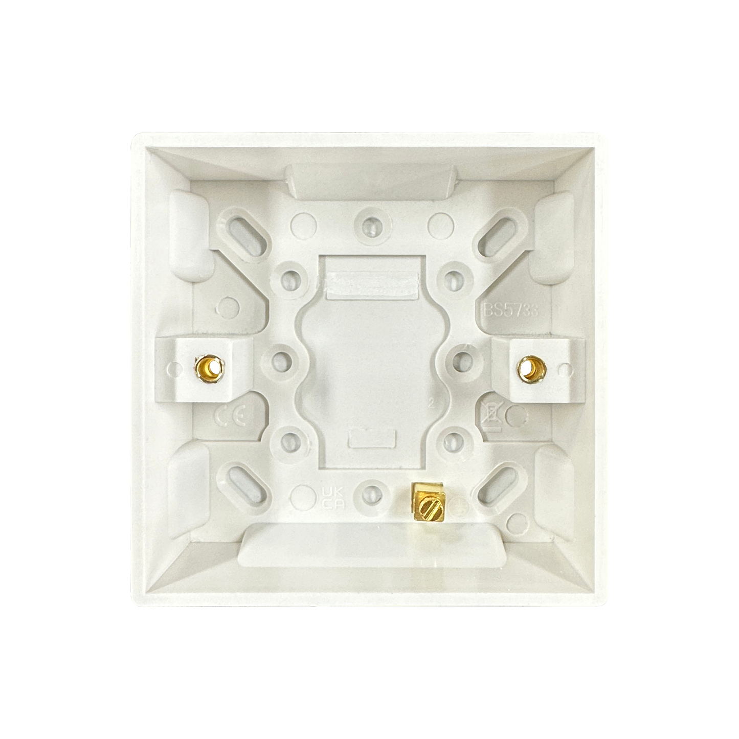 Caradok 1G 25mm White Pattress Squared Edge