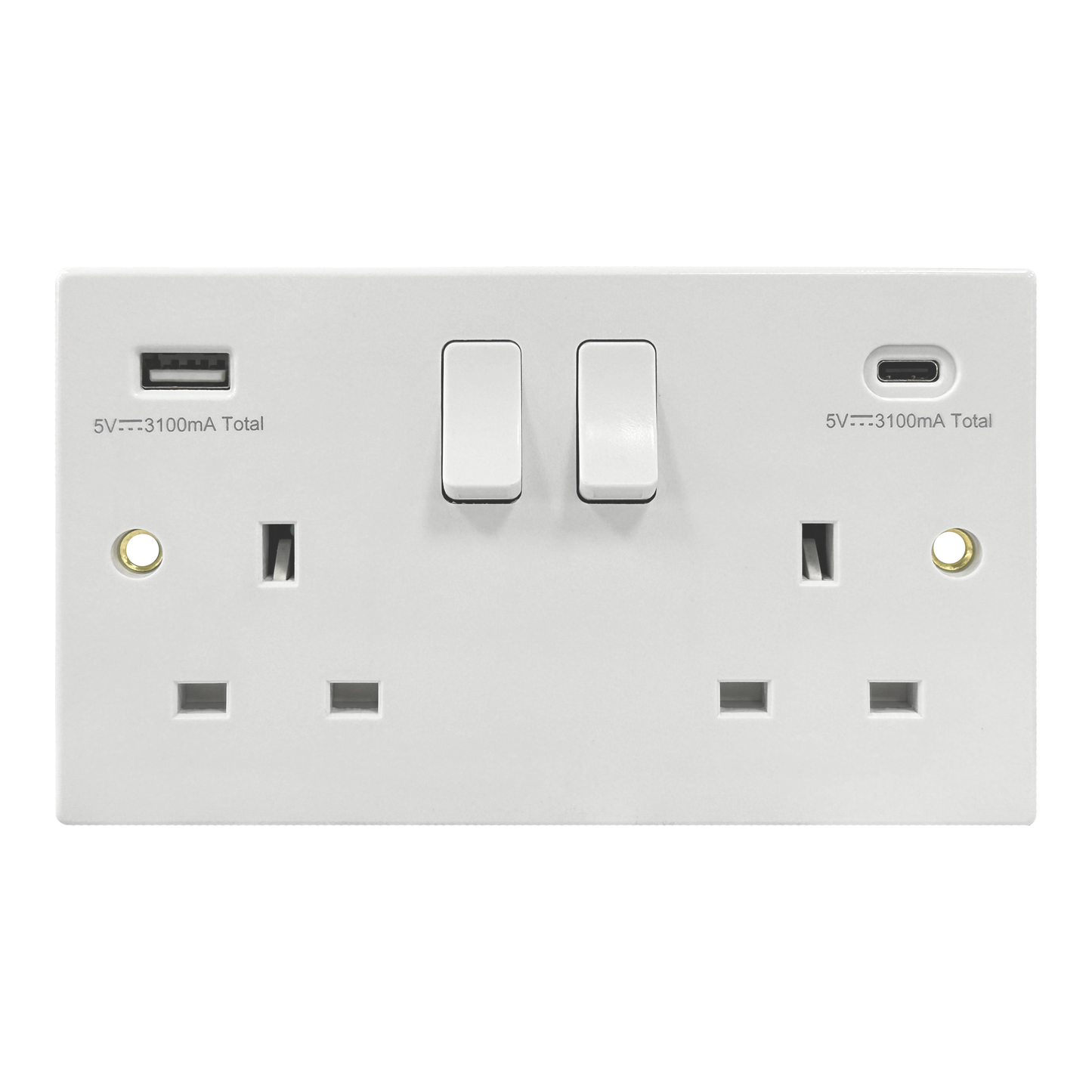 Caradok 2G 13A Switched Socket USB A + C Squared Edge