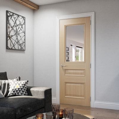 Windsor Oak Prefinished Bevelled Glazed Internal Door - All Sizes