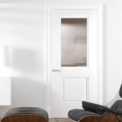 Arnhem White Primed 1 Glazed Clear Bevelled Light Panel Interior Door - 1981mm x 838mm