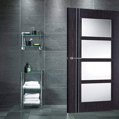 Zanzibar Ash Grey Pre-Finished 4 Glazed Clear Light Panels Interior Door - 1981mm x 762mm
