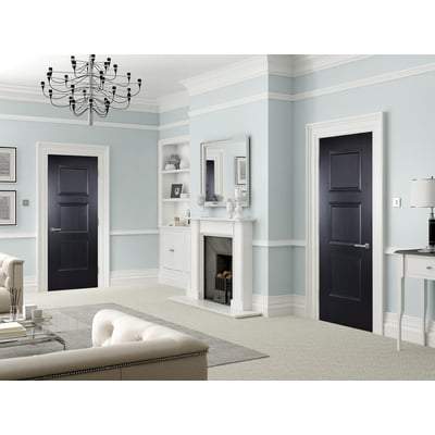 Amsterdam Black Primed 3 Panel Interior Fire Door FD30 - 1981mm x 686mm