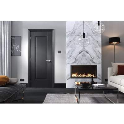 Eindhoven Black Primed 1 Panel Interior Door - 1981mm x 762mm