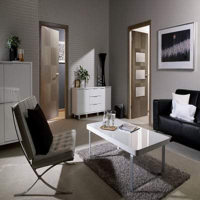 Apollo Chocolate Grey Pre-Finished 3 Glazed Clear Light Panels Interior Door - 1981mm x 838mm