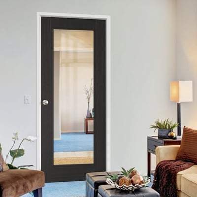 Deiz Charcoal Black Pre-Finished 1 Glazed Clear Light Panel Interior Door - 1981mm x 686mm